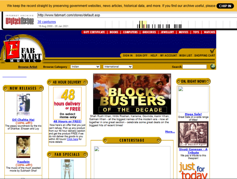 Alt: Old FebMart online store layout displaying product categories, banners, and shopping interface.